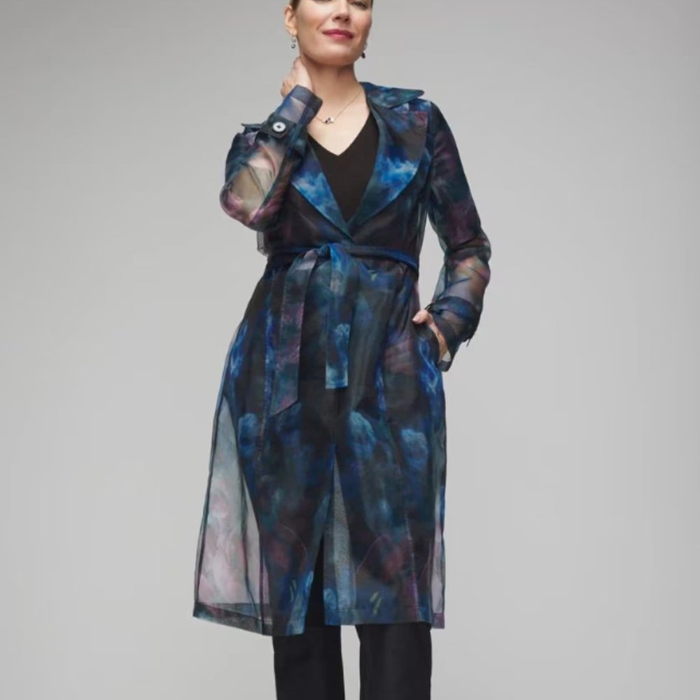 Printed Organza Trench Coat Size XS